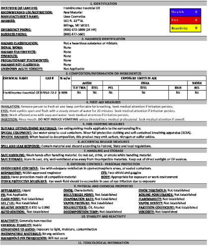 Safety Data Sheets SDS Lisse Cosmetics